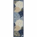 Homeroots 2 x 8 ft. Blue & Multi Color Large Floral Indoor & Outdoor Runner Rug 384814